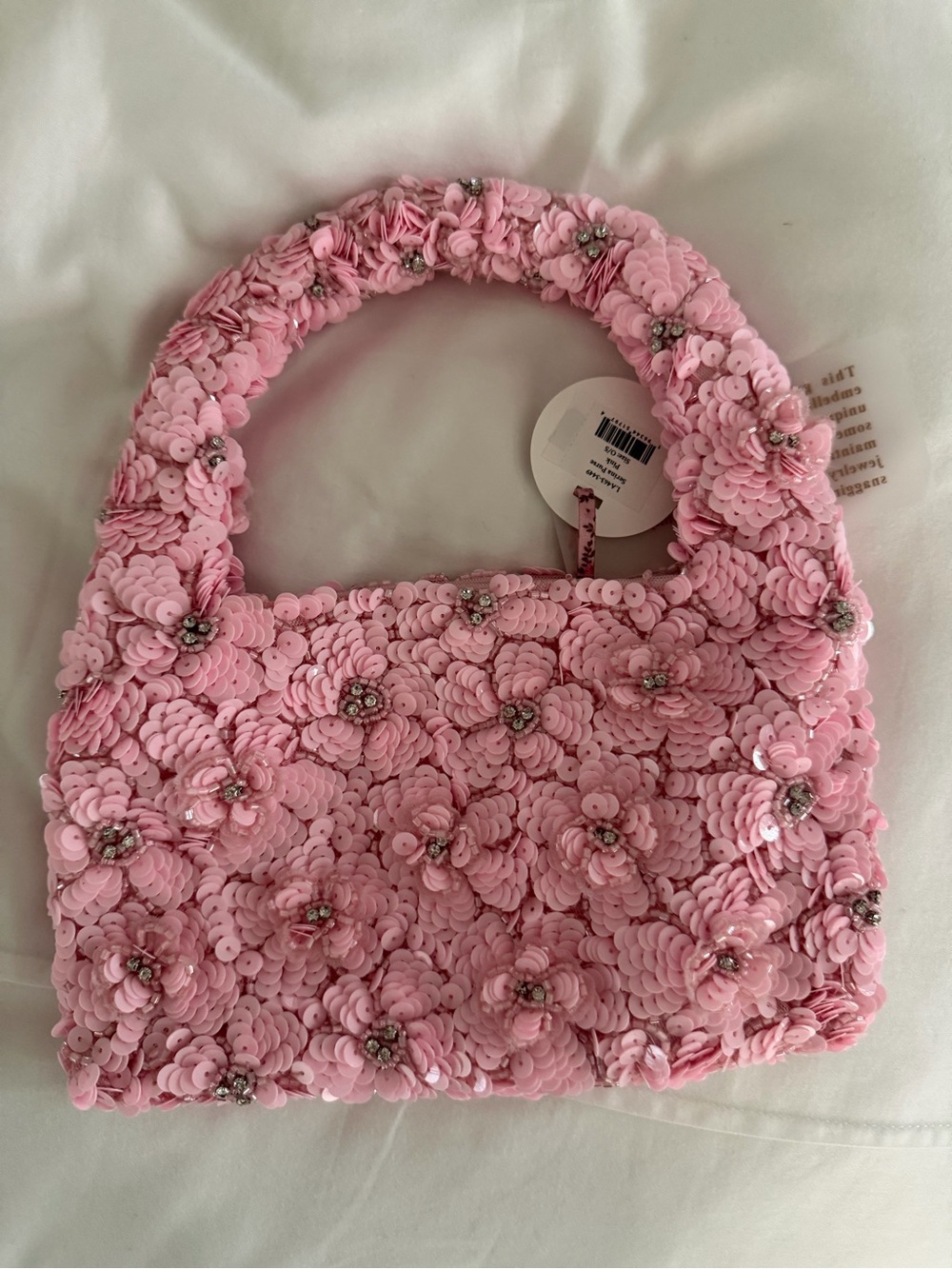 Love shack fancy Pink Sequin Flower Handbag